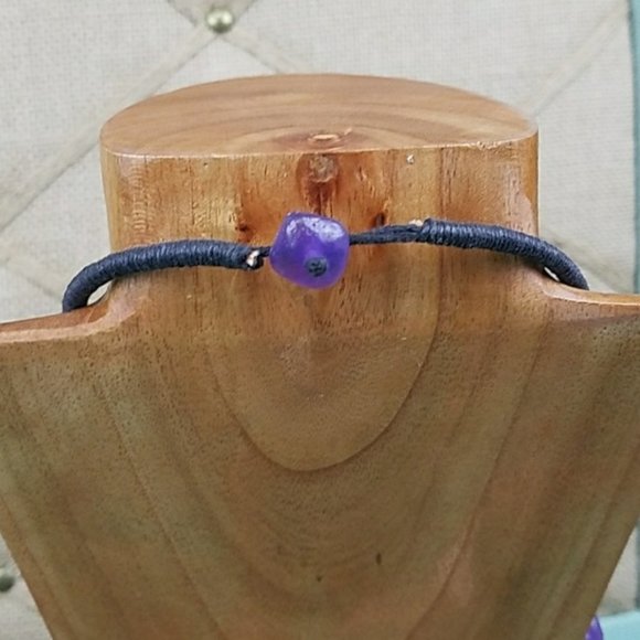 Purple Tiered Statement Necklace Layered Beads Preppy Boho Vacation Colorful - Picture 3 of 5